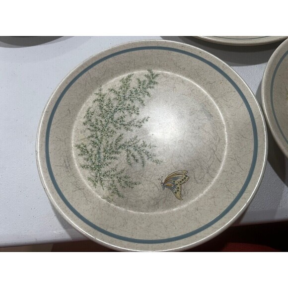 Lenox Temper Ware Fancy Free Salad Plates 8" Stoneware Ivory Butterfly Set Of 7 - Picture 4 of 7